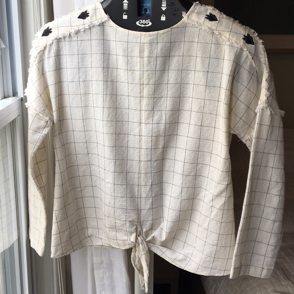 Zara embroidered Moroccan windowpane check shirt